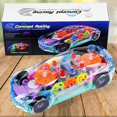 Automatic 360 Degree Rotating Transparent Gear Concept Car with Musical and 3D Flashing Lights Toy for Kids Boys & Girls (Multicolor / Battery Not Included) - Bhavnagar Deodap