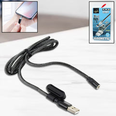 3 in 1 Magnetic USB Charging Cable | USB-c Android and Lightning with Extra Protecting Nylon| Strong Magnetic Cable with Full Rotation Support Fast Charging - Bhavnagar Deodap