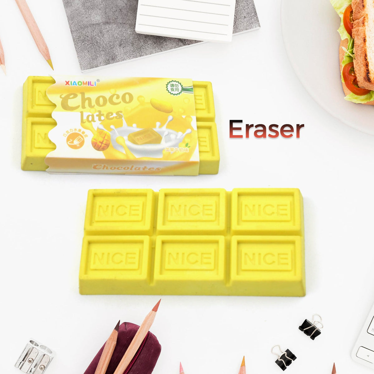 Chocolate Shaped Erasers for Kids - Soft Pencil Erasers for School & Office - Bhavnagar Deodap