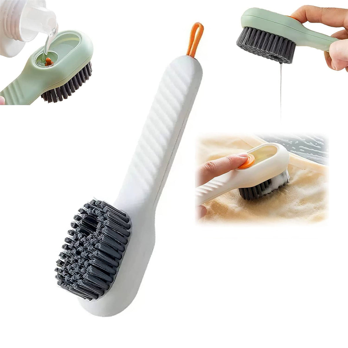 Multifunctional Scrubbing Brush with Liquid / Soap Dispenser, Cleaning Brush with Liquid / Soap Dispenser, Shoe Brush for Cleaning, Cloth Cleaning Brush with Handle Liquid Shoe Brush For Shoe Clothes (1 Pc) - Bhavnagar Deodap