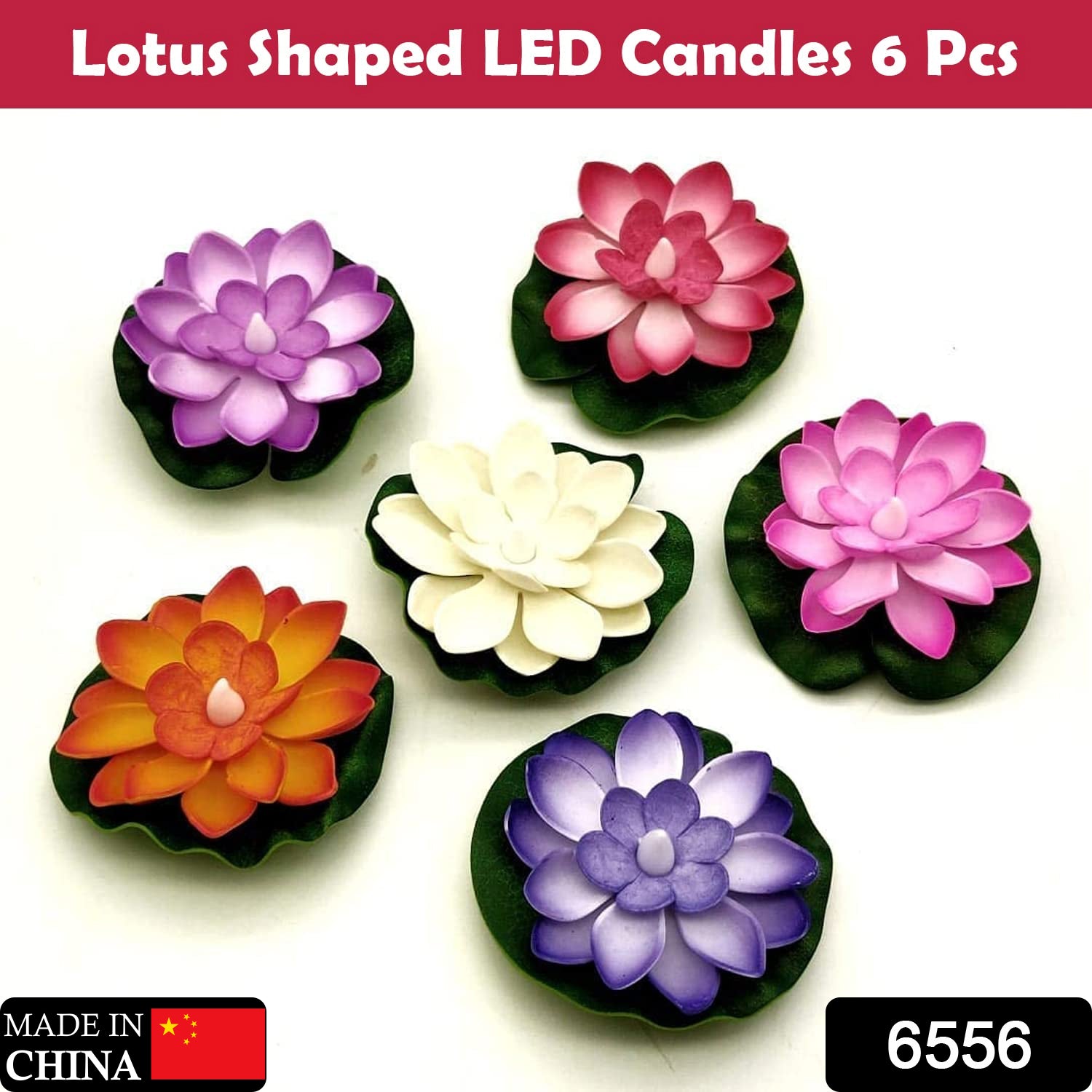 Water Floating Smokeless Candles & Lotus Flowers Sensor Led TeaLight for Outdoor and Indoor Decoration - Pack of 6 Candle (Pack of 6) - Bhavnagar Deodap