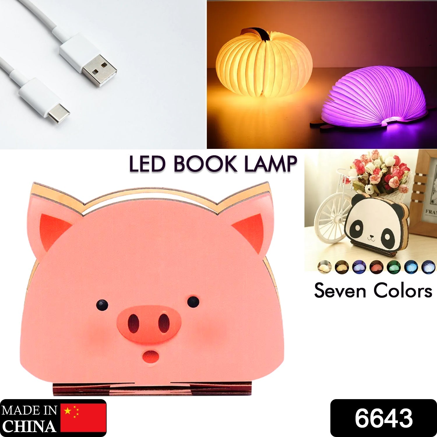 Piglet Shape Book Lamp Animal Led Book Lamp Christmas Gift Light RGB Colors Custom Gift Book Lamp - Bhavnagar Deodap