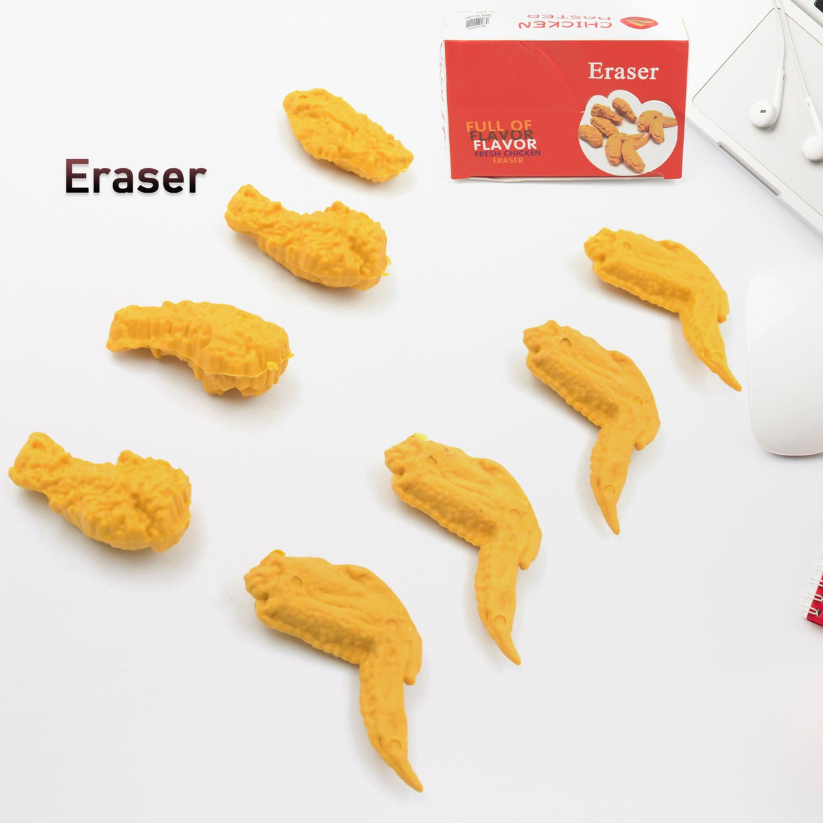 Cute Erasers, Pencil Eraser, Chicken Wings Chicken Legs Eraser Student School Supplies Gifts Chicken Rubber Drawing Small Eraser Office Accessory Fun Back to School Supplies Gifts Party Favor for Kids Adults Students (8 Pcs Set) - Bhavnagar Deodap