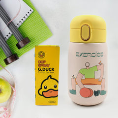 Duck Stainless Steel Water Bottle For Kids Adults Steel Flask Metal Thermos, Spill Proof Cap Closure, BPA Free For School Home Office, Drinkware, 400 ML - Bhavnagar Deodap