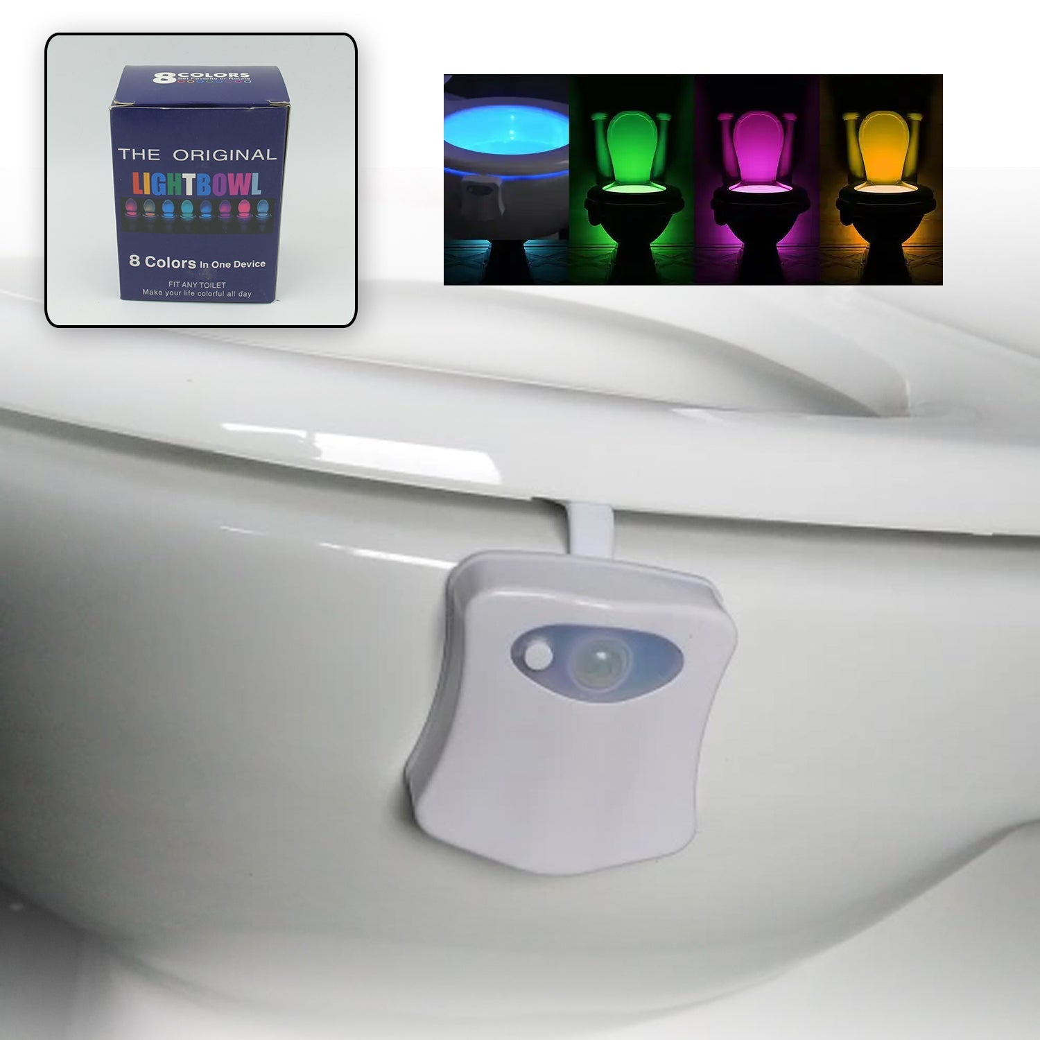 Toilet Light, LED Toilet Bowl Light Toilet Cover Lamp Sturdy and Durable, Toilet Night Light 8 Colors In One Device Battery Operated, Bathroom Equipment for Bathroom for Home (1 Pc / Battery Not Included) - Bhavnagar Deodap