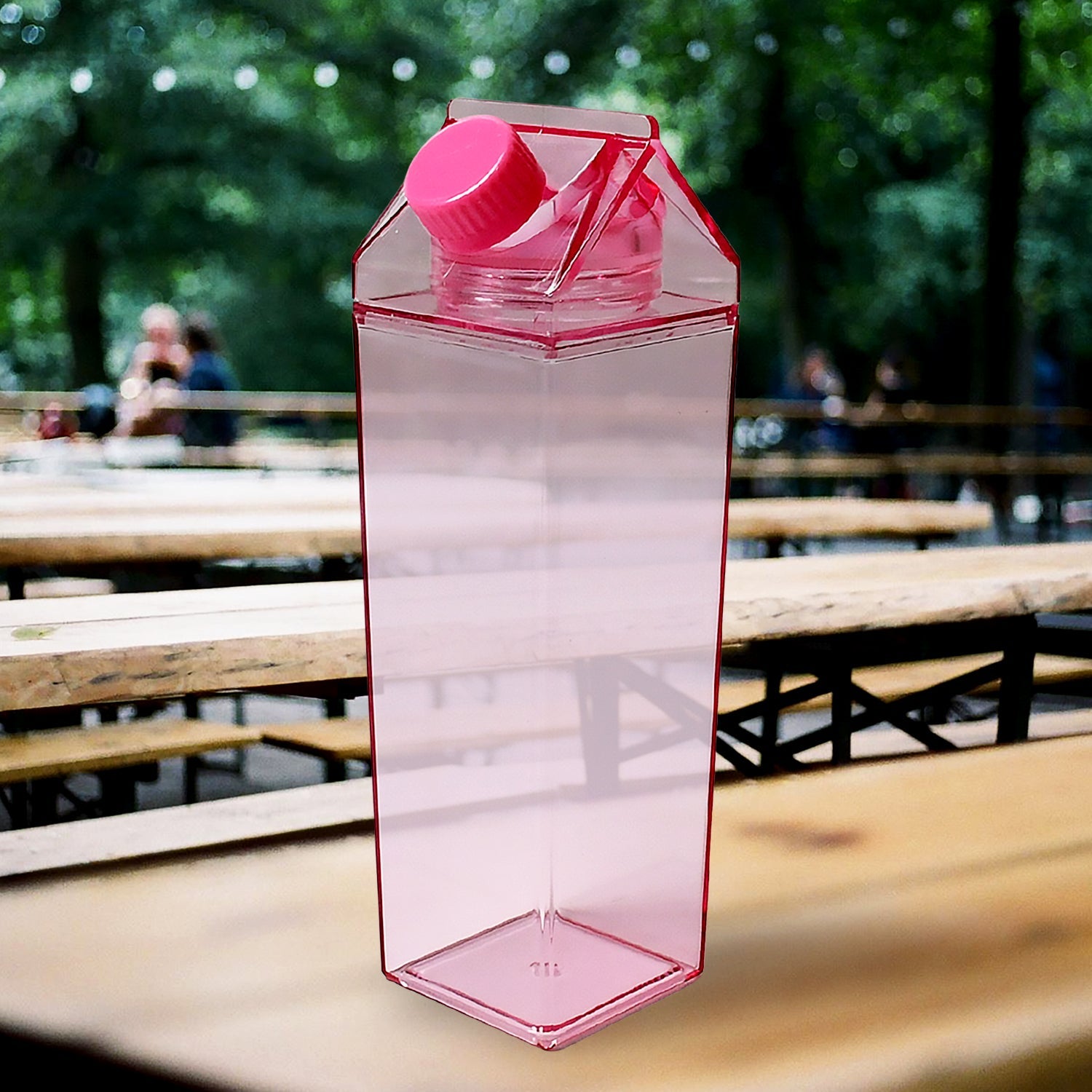 Plastic Milk Carton Colorful Clear Water Bottle, 17 Oz Portable Milk Box Leakproof Square Juice Bottle for Outdoor Sports Travel Camping - Bhavnagar Deodap