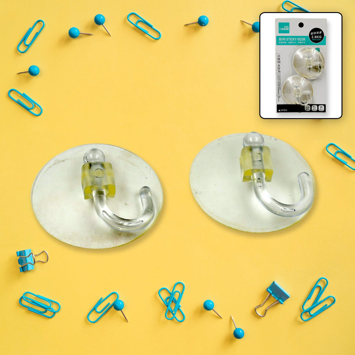 Transparent Rubber Vacuum Sucker Hooks Hanger Strong Suction Cup Bathroom Kitchen Window Wall Accessories (2 Pcs Set) - Bhavnagar Deodap