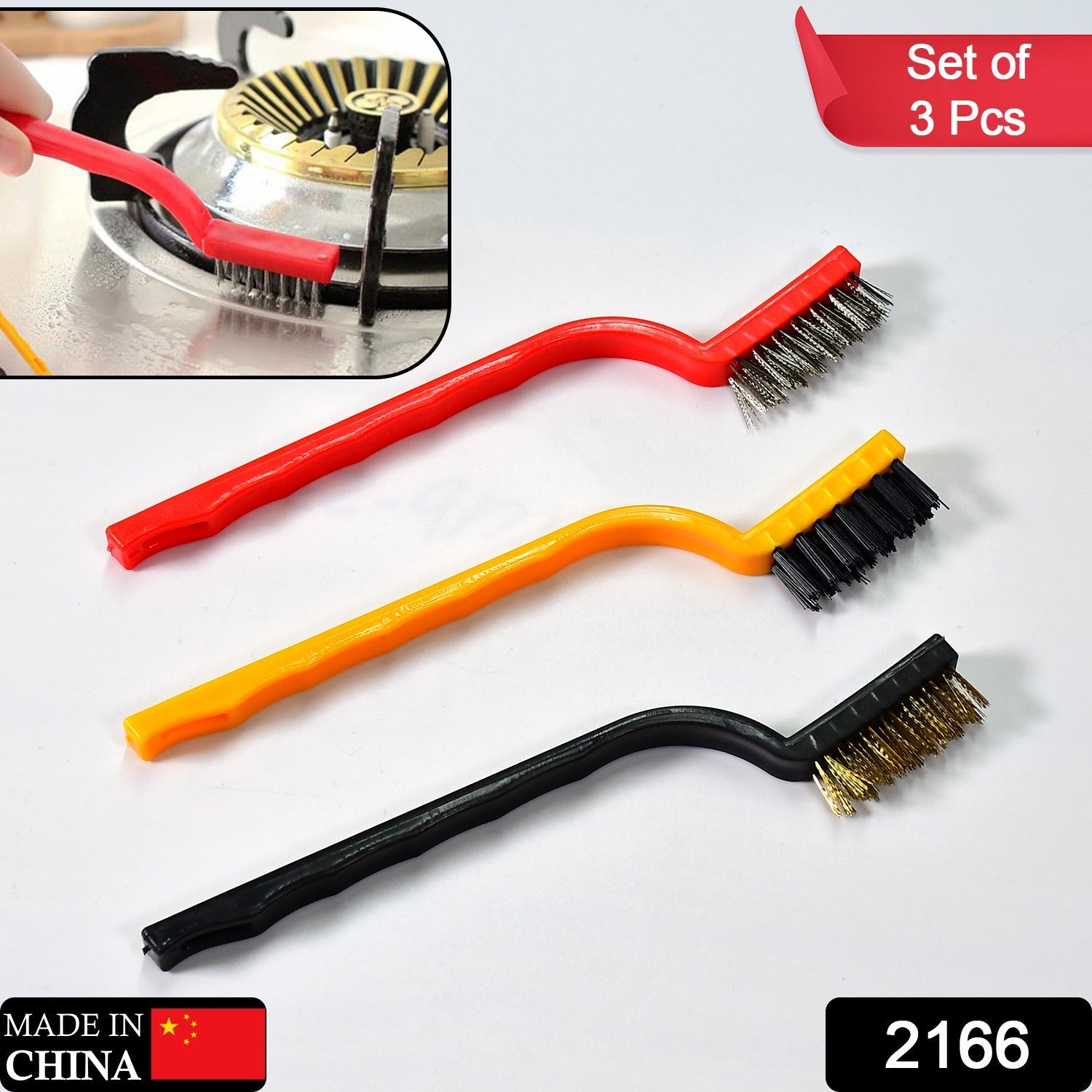 3-Piece Mini Wire Brush Set: Tackle Tough Cleaning Jobs (Multi-Material) - Bhavnagar Deodap