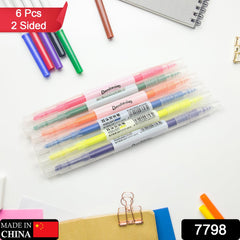 Dual-Headed Highlighter 6 Colors Double head Highlighter Pen, Perfect for Bible Study, Classroom and office for Children and Students (6 Pc Set) - Bhavnagar Deodap