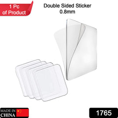 New Double Side Tape Sticker Strong Waterproof Wall Indoor Nano Adhesive No Trace Gel Clear Industrial Multipurpose Removable Use for Bedroom, Home, Kitchen, Hotel (0.8mmx1pc) - Bhavnagar Deodap