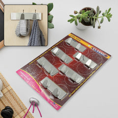 Self-Adhesive Wall Hooks (6 Pcs): Stainless Steel, Multipurpose for Home - Bhavnagar Deodap