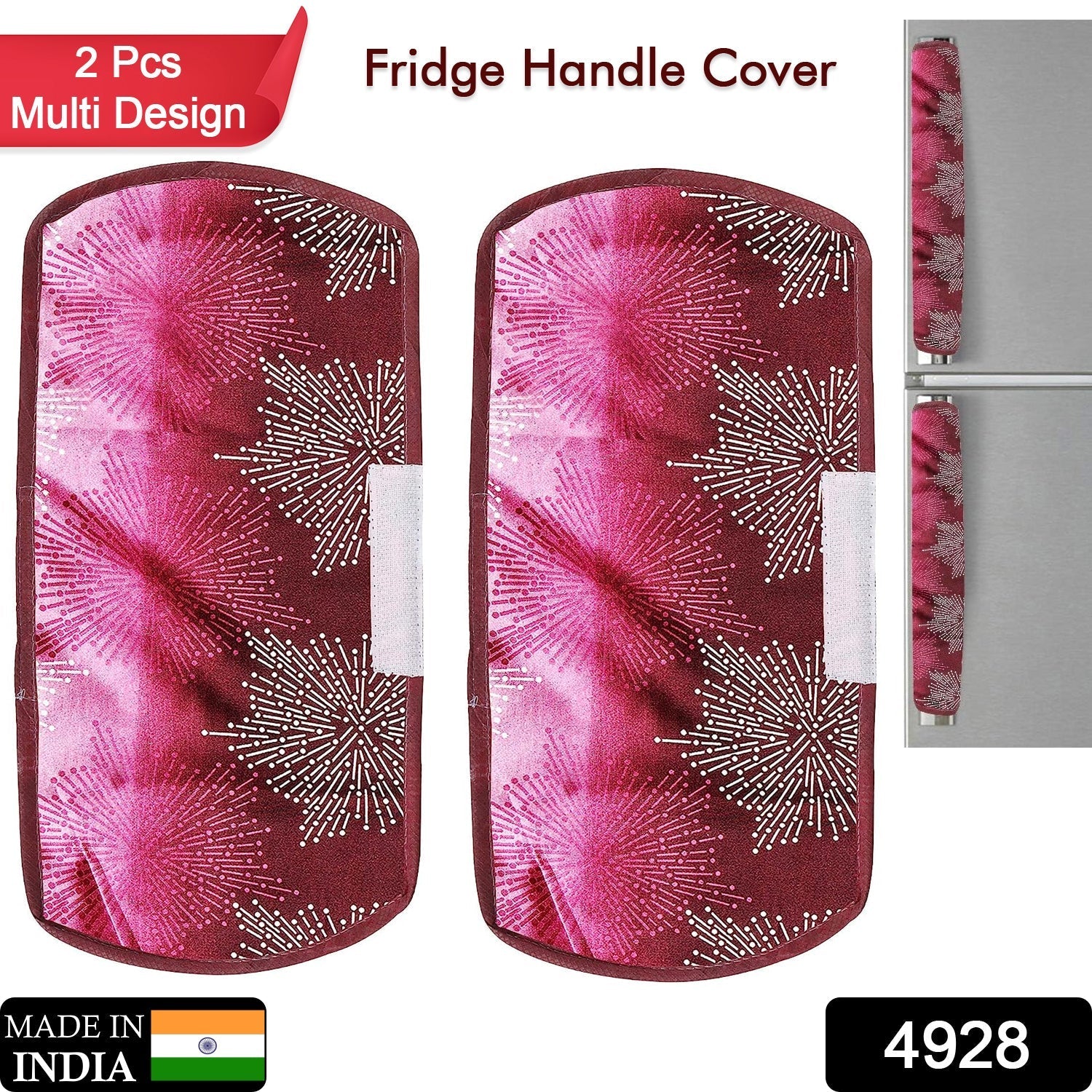 Fridge Cover Handle Cover Polyester High Material Cover For All Fridge Handle Use ( Set Of 2 Pcs ) Multi Design - Bhavnagar Deodap