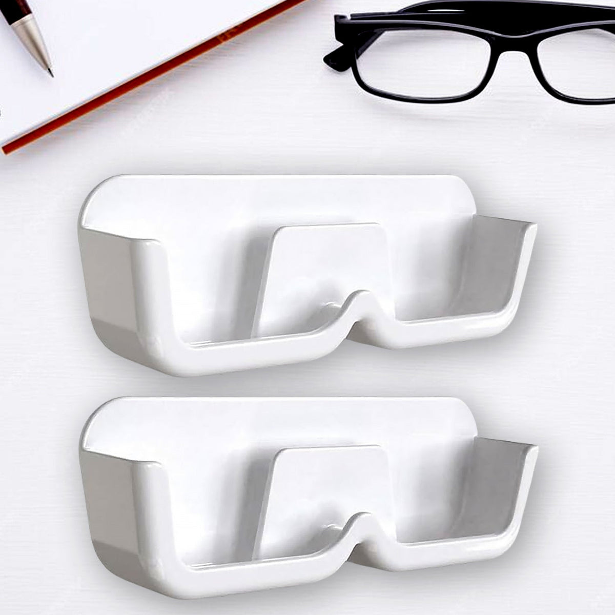 Wall Mount Sunglass Organizer Simple Space Saving Glasses Storage Box Eyewear Stand Holder for Showcase Bedroom Apartment With 2 pc Double Sided Adhesive Sticker (2 Pcs Set) - Bhavnagar Deodap