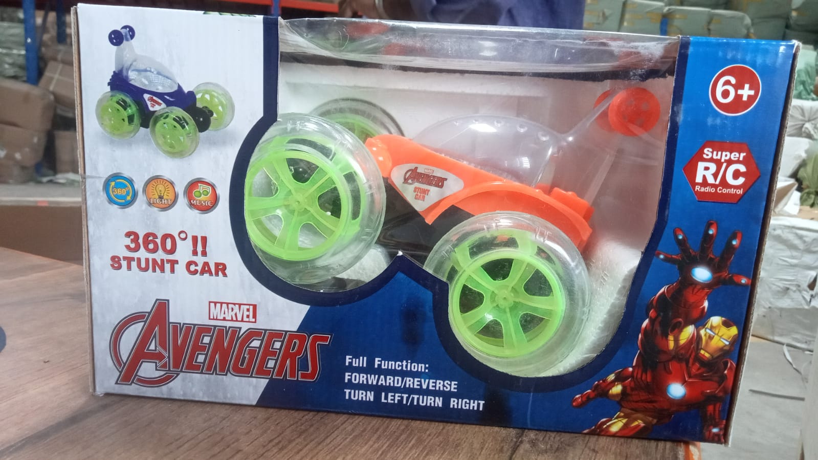 Rechargeable 360 degree stunt rolling remote control car with colourful 3d lights and music for kids - Bhavnagar Deodap