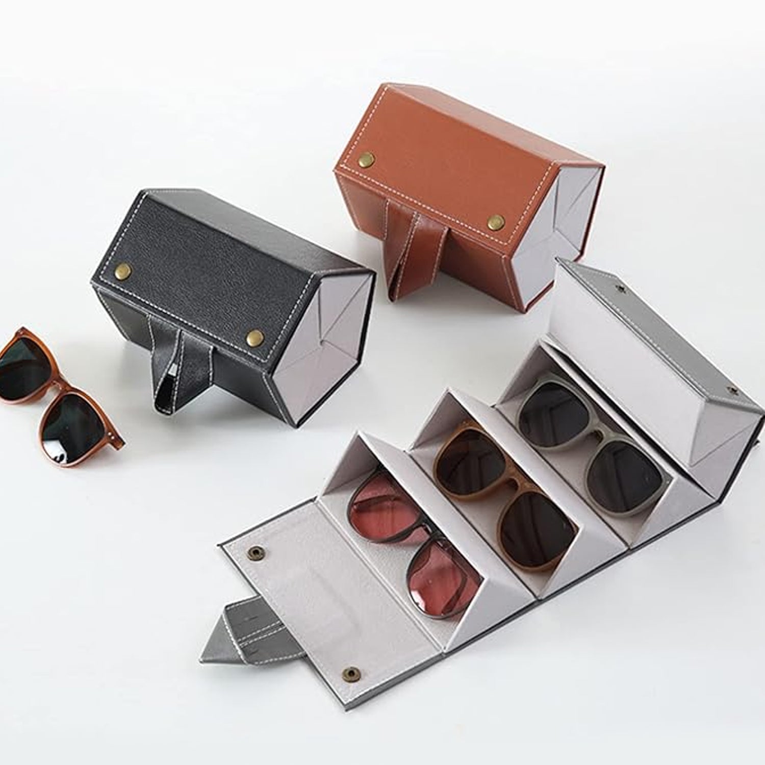 5 Slots Sunglasses Organizer Box, Glass Holder Box, spectacle case of sunglasses, Specs case, Foldable Travel Glasses Case Storage (1 Pc) - Bhavnagar Deodap