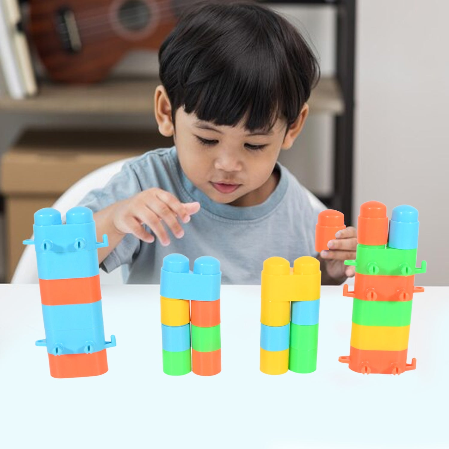 Puzzle Blocks Toys Building and Construction Block Set for Children Boys and Girls (Multicolor) - Bhavnagar Deodap