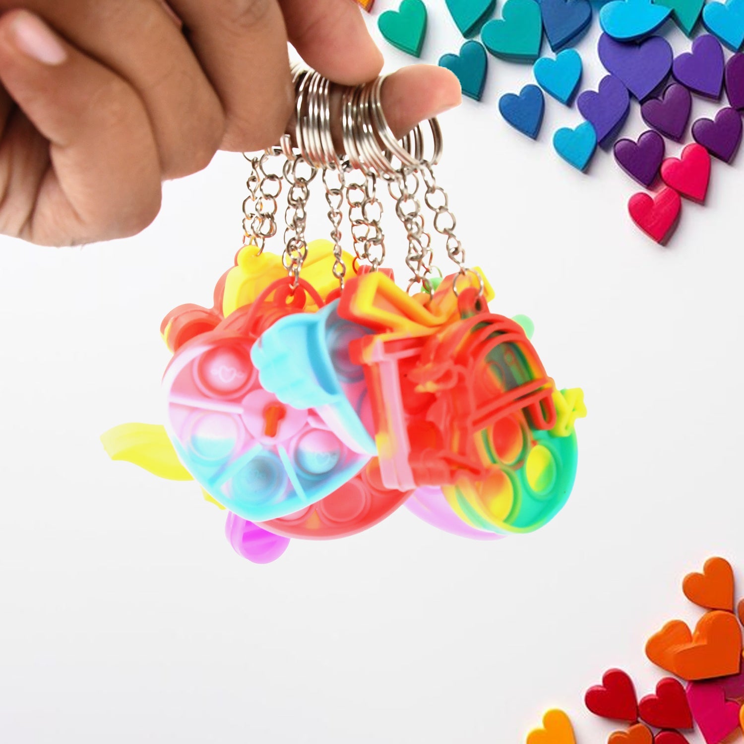 Compact Silicone Pop it Keychain Toy - Birthday Return Gift of Kids - Portable Bubble Popping Fun Stress Relief Fidget Toy (mix design | 1 Pc) - Bhavnagar Deodap