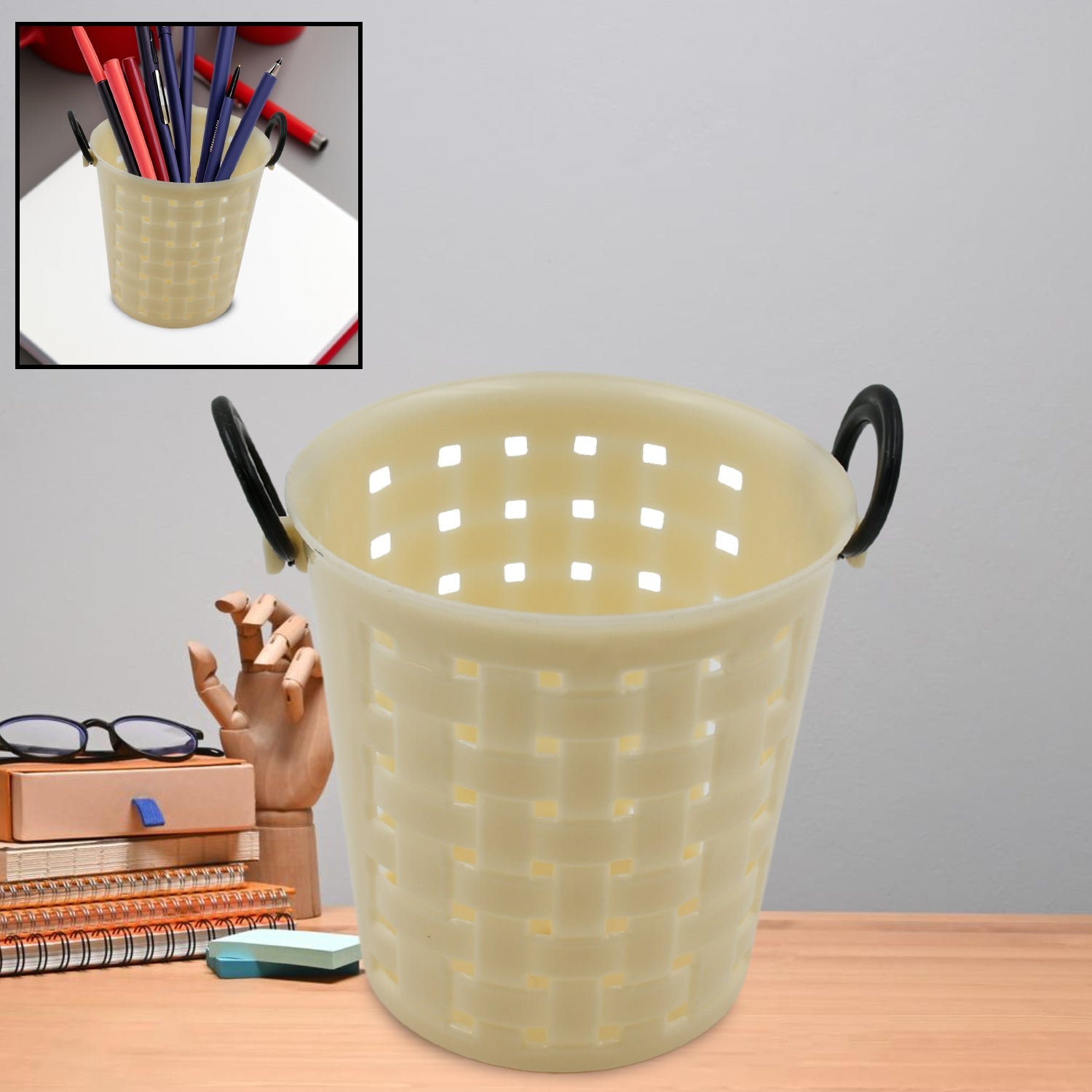 Multifunctional Plastic Round Multi-Purpose Toothpaste Stationary Pen Pencil Holder, Mini Desk Office Desktop Stationery Organizer Bathroom Shelves for Adults  (1 Pc) - Bhavnagar Deodap