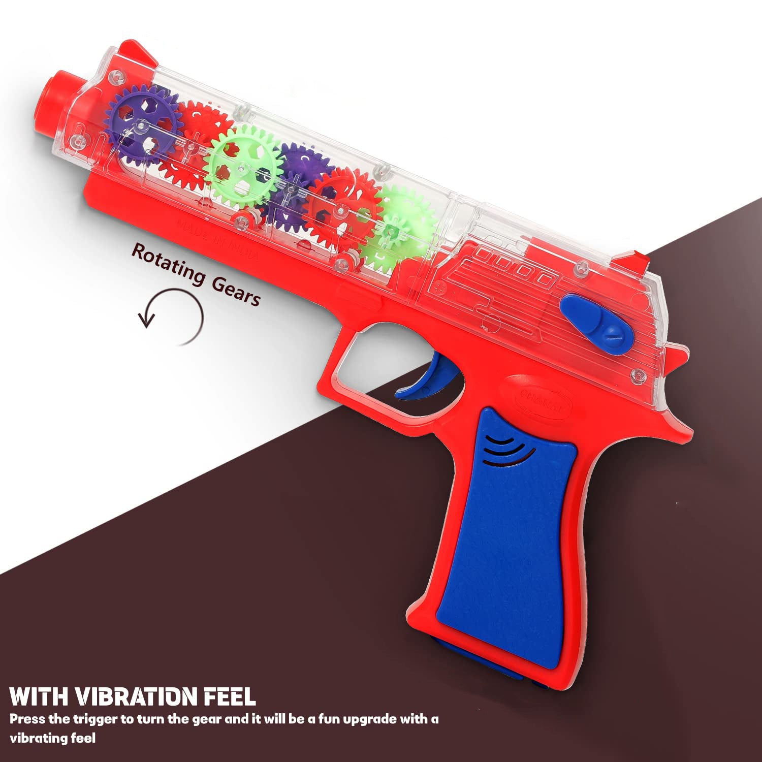 Plastic Gear Simulation Toy Gun for Kids, Pretend Play Gun Toys with 3D Flashing Lights and Exciting Music, Electric Laser Toy Guns with Rotating Gear Mechanism, Toy for Birthday Gift for Kids 3+ Years (Pack of 1) - Bhavnagar Deodap