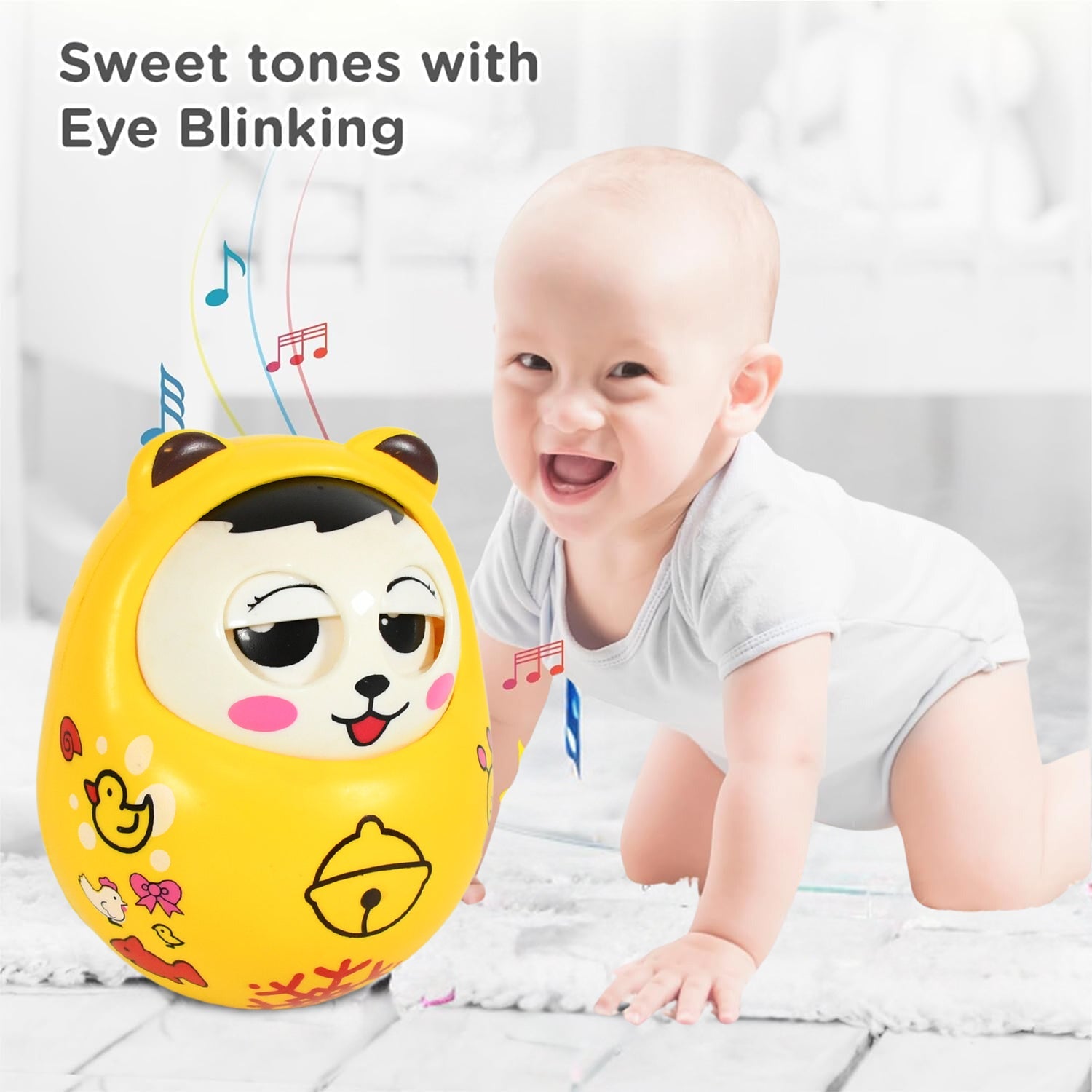 Musical Roly Poly Toys for Baby | Push and Shake Wobbling Toy with Music | Tumbler Doll Toy for Babies | Sound Balancing Doll Toys for Baby Boys, Girls 8+ Months Multicolor (1 Pc) - Bhavnagar Deodap