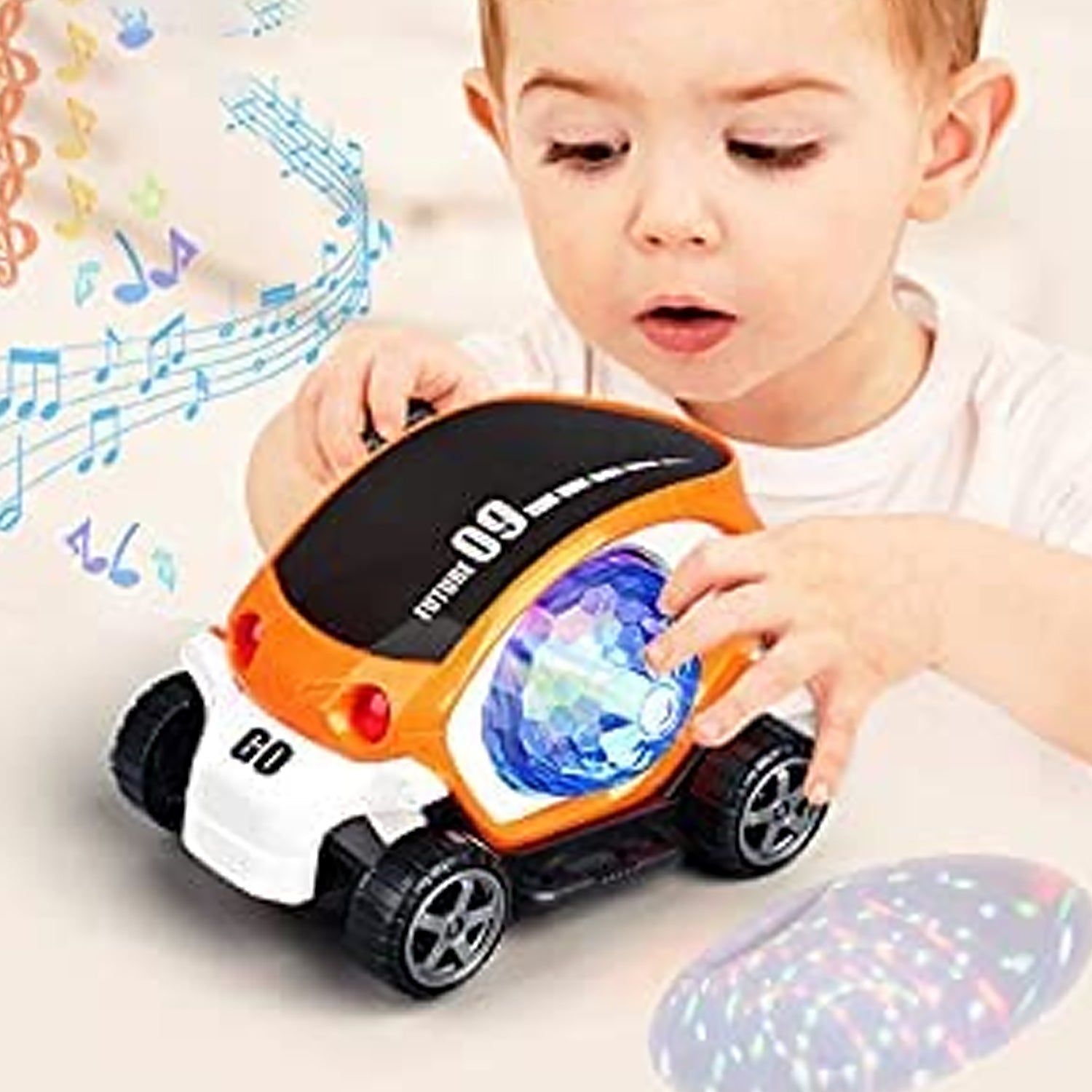 Plastic 360 Degree Rotating Stunt Car Toy for Kids - Bump and Go Action with 4D Lights and Music, Plastic Mini Car with Disco Ball (1 Pc / Battery Not Included) - Bhavnagar Deodap