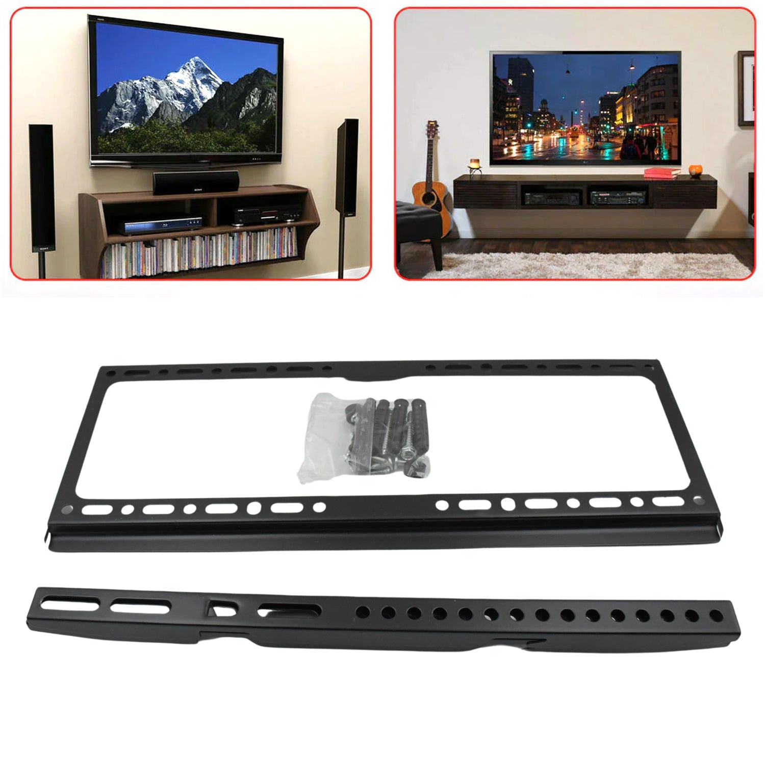 TV Wall Bracket Mount Slim Monitor Stand for 26 x 63, LCD LED 3D plasma Flat TVs Full Motion Heavy-Duty Wall Bracket, Sturdy and Strong Flat Screen Design TV Wall Mount (46cmx20cm) - Bhavnagar Deodap