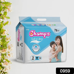 Champs Soft and Dry Baby Diaper Pants 74 Pcs (Medium Size M74) - Bhavnagar Deodap