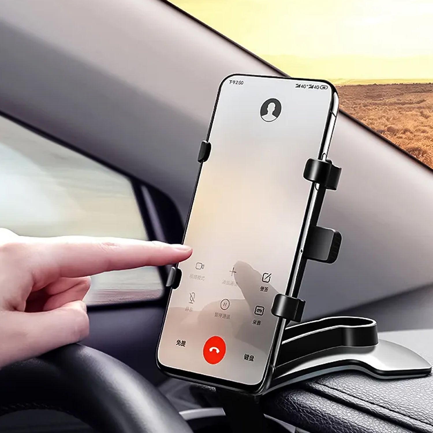 Car Phone Holder Clip Mount 360 Degree Rotation Dashboard Rear View Mirror Sun Visor Smartphone HUD Navigation Fold Stand Plastic Black Compatible For All Smart Phones - Bhavnagar Deodap