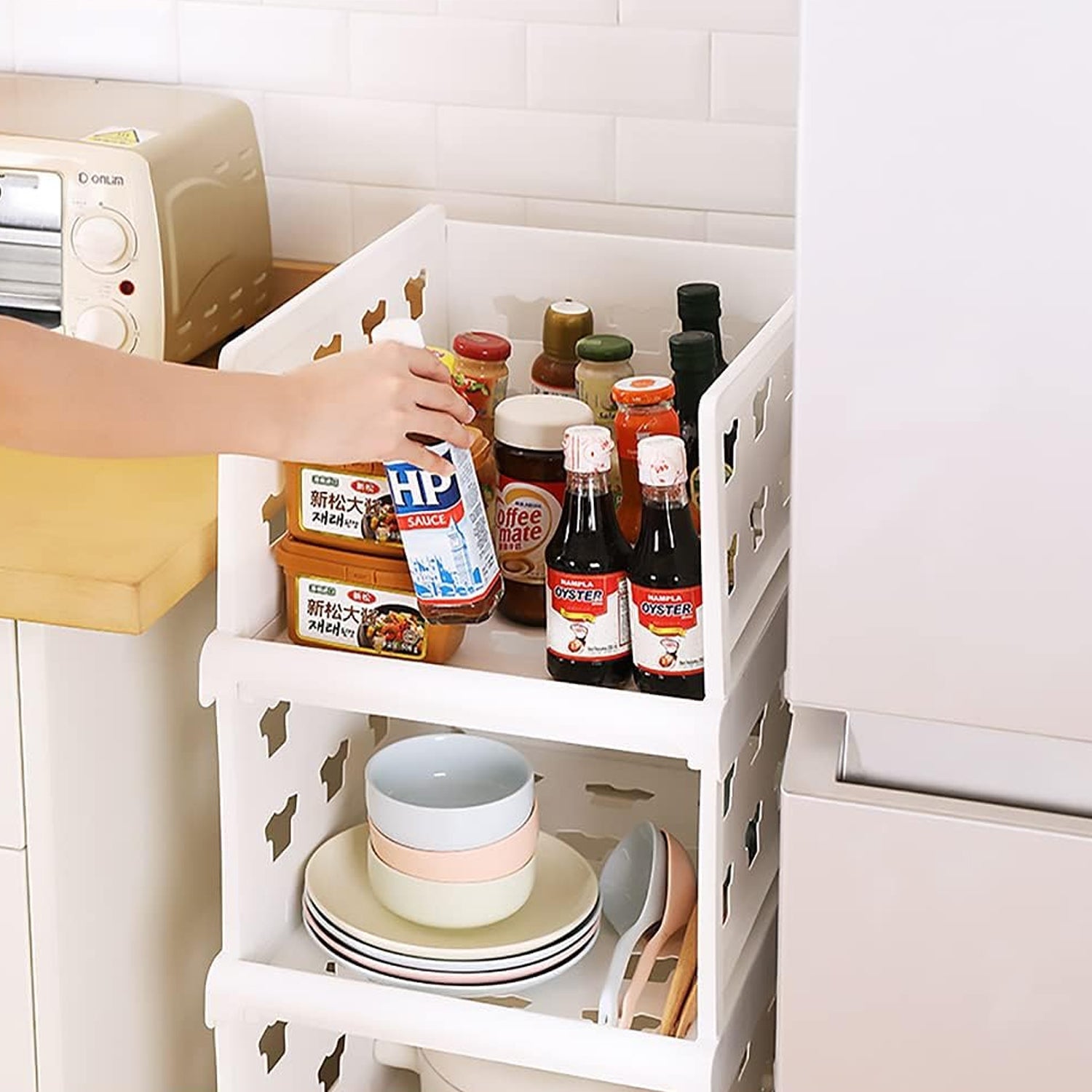 4 Layer Stackable Multifunctional Storage,for Clothes Foldable Drawer Shelf Basket Utility Cart Rack Storage Organizer Cart for Kitchen, Pantry Closet, Bedroom, Bathroom, Laundry (4 Layer 1 Pc) - Bhavnagar Deodap