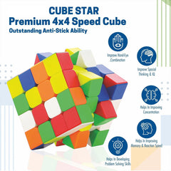 Small Puzzles Cubes 4×4×4 High Speed Sticker Less Magic Cube Game, Kids and Professionals Magic Cube Puzzle Toy, Pack of 1, 8+ Years - Bhavnagar Deodap