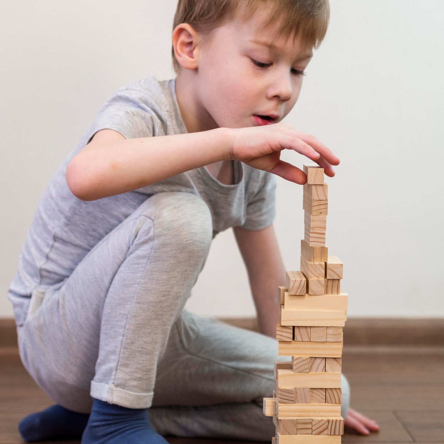 54 Pcs Blocks 4 Dices Wooden Tumbling Stacking Building - Bhavnagar Deodap