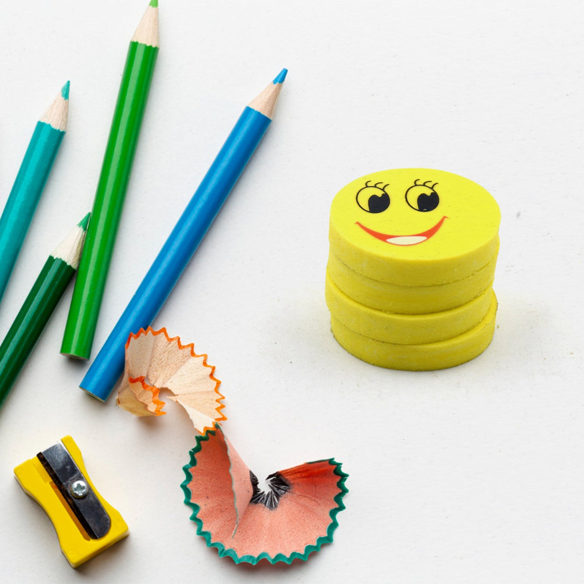 Cute Smile Emoji Erasers, Cute Smile Face Rubber Eraser Dentist Dental Clinic School Kid for School Going Kids/Birthday Party Return Gift Set (4pc Set) - Bhavnagar Deodap