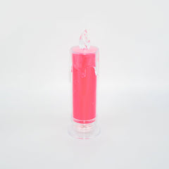 Red LED Flameless Candles Battery Operated Pillar Candles Flickering Realistic Decorative Lamp Votive Transparent Flameless Ornament Tea Party Decorations for Hotel, Scene,Home Decor, Restaurant, Diwali Decoration Candle Crystal Lamp (1 Pc) - Bhavnagar Deodap