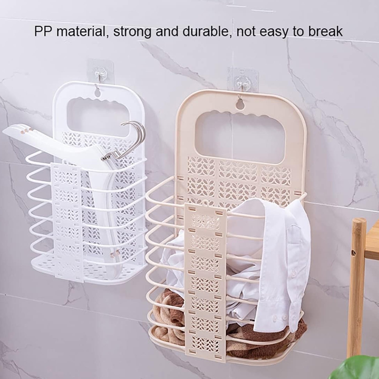 Wall Hanging Laundry Basket Clothes Hanger Dirty Hamper Clothes Storage Hook Clothes Rails for Laundry Washing Machine Bathroom Kids Dirty Clothes Storage Hanger (1 Pc) - Bhavnagar Deodap