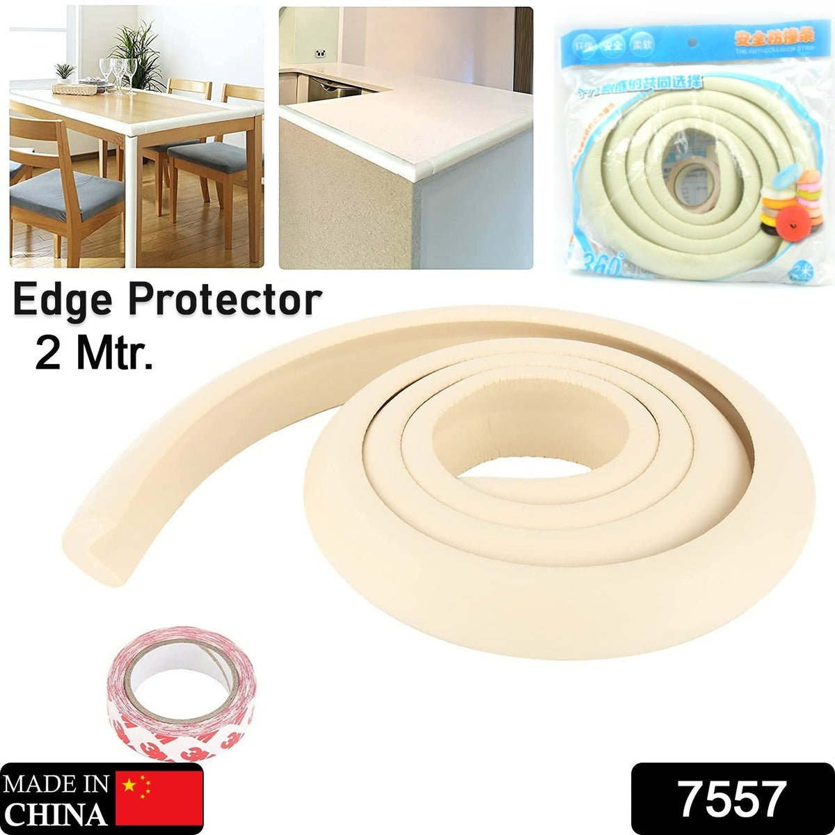 Corner Proofing Edge Protector Safe Corner Cushion for Table, Baby Safety Bumper Guard,Furniture, Bed, Soft Rubber Corner Protectors for Kids (2 Mtr) - Bhavnagar Deodap