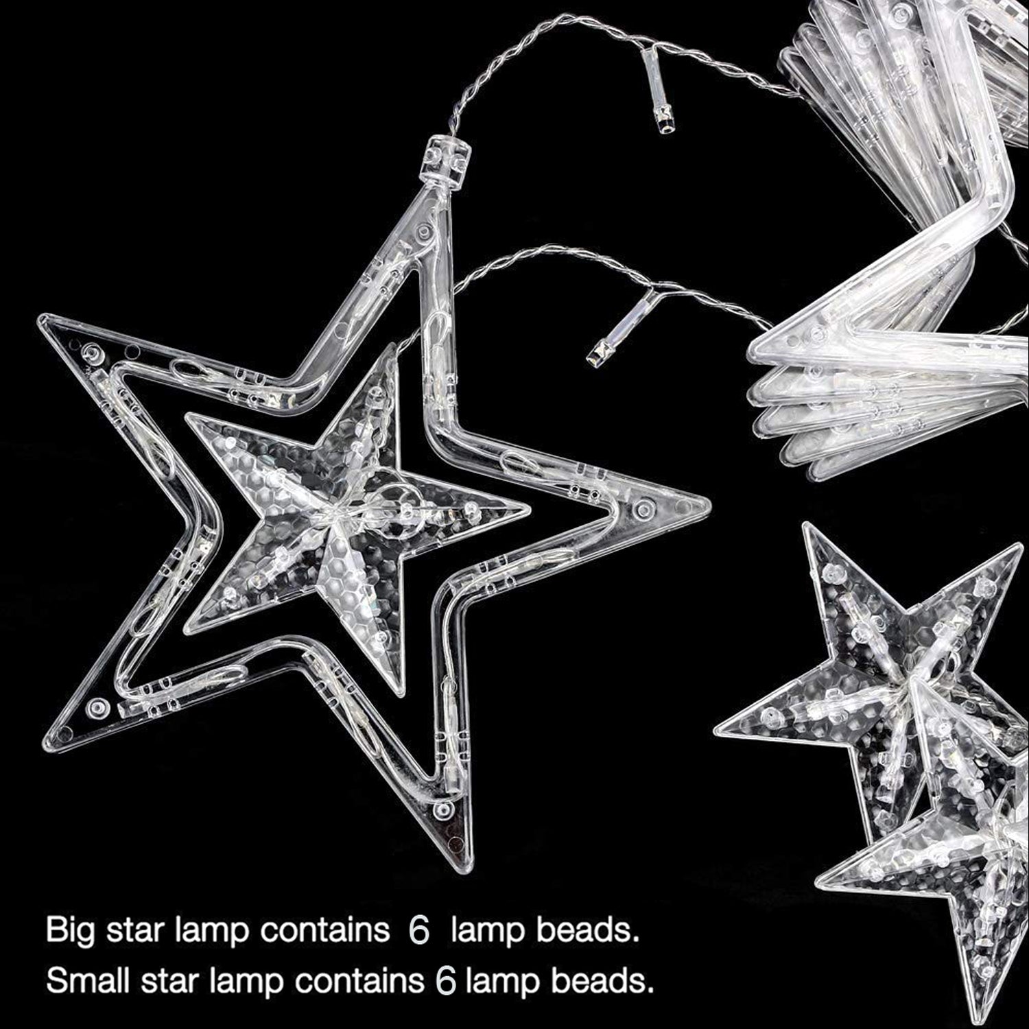 12 STARS CURTAIN STRING LIGHTS, WINDOW CURTAIN LIGHTS WITH 8 FLASHING MODES DECORATION FOR FESTIVALS - Bhavnagar Deodap