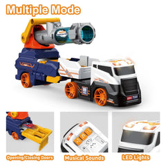 Truck Toys for Kids, Large Truck Toys Include 2 Racing Cars+4 Ball, with Light & Sounds, Eejection & Shooting Transport Cars Toy, Gifts for Boys Girls (Battery Not Included) - Bhavnagar Deodap