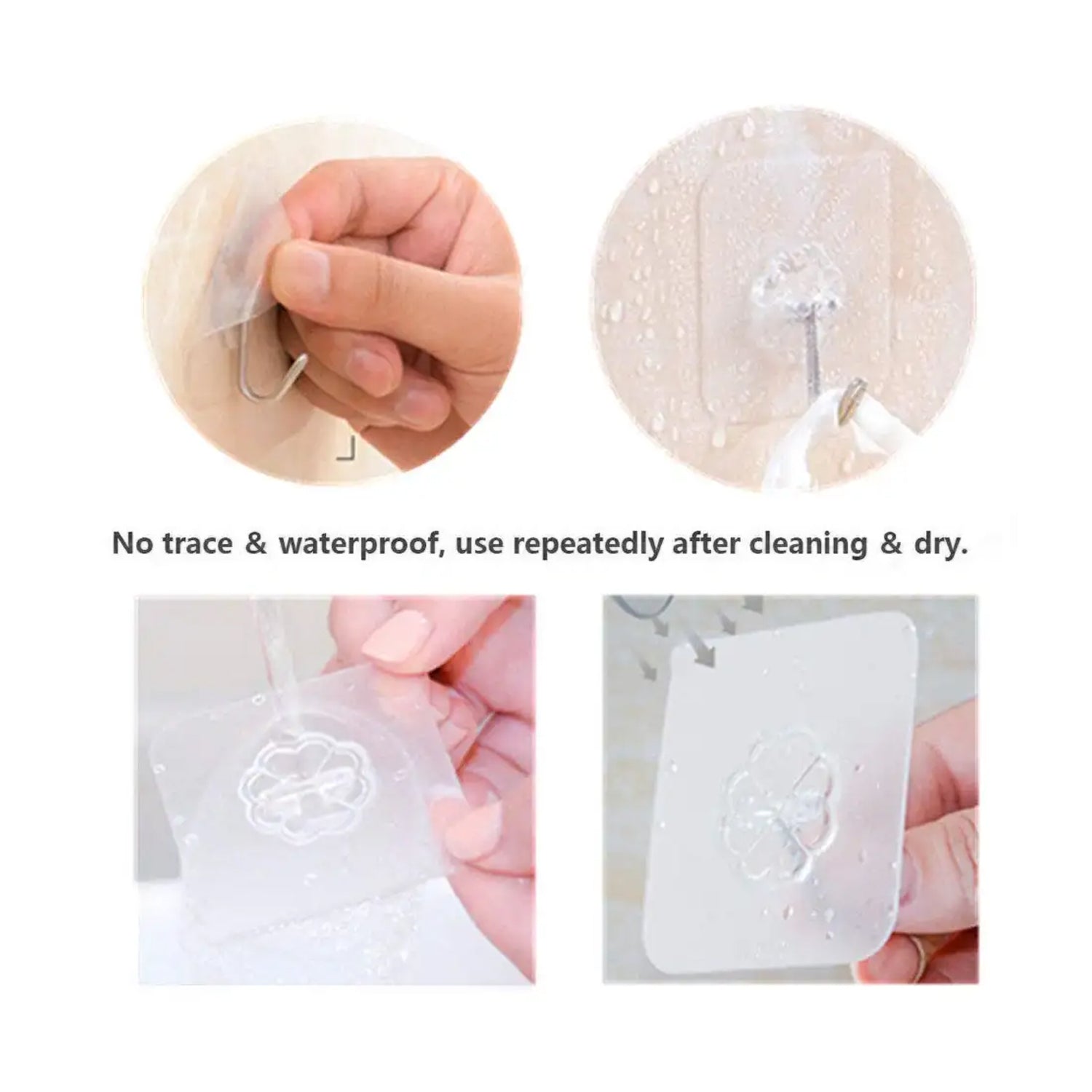 Self Adhesive Heavy Duty Waterproof Transparent Sticky Plastic & Stainless Steel Wall Hooks (10 Pc Set) - Bhavnagar Deodap