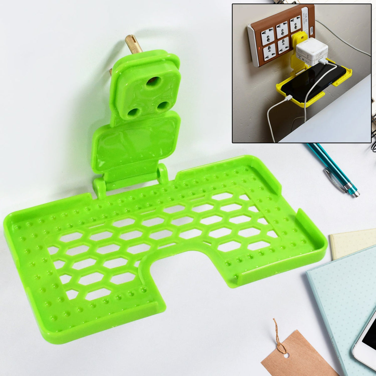 Multi-Purpose Wall Holder Stand for Charging Mobile, Just Fit in Socket and Hang (Mix Color / 1 pc) - Bhavnagar Deodap