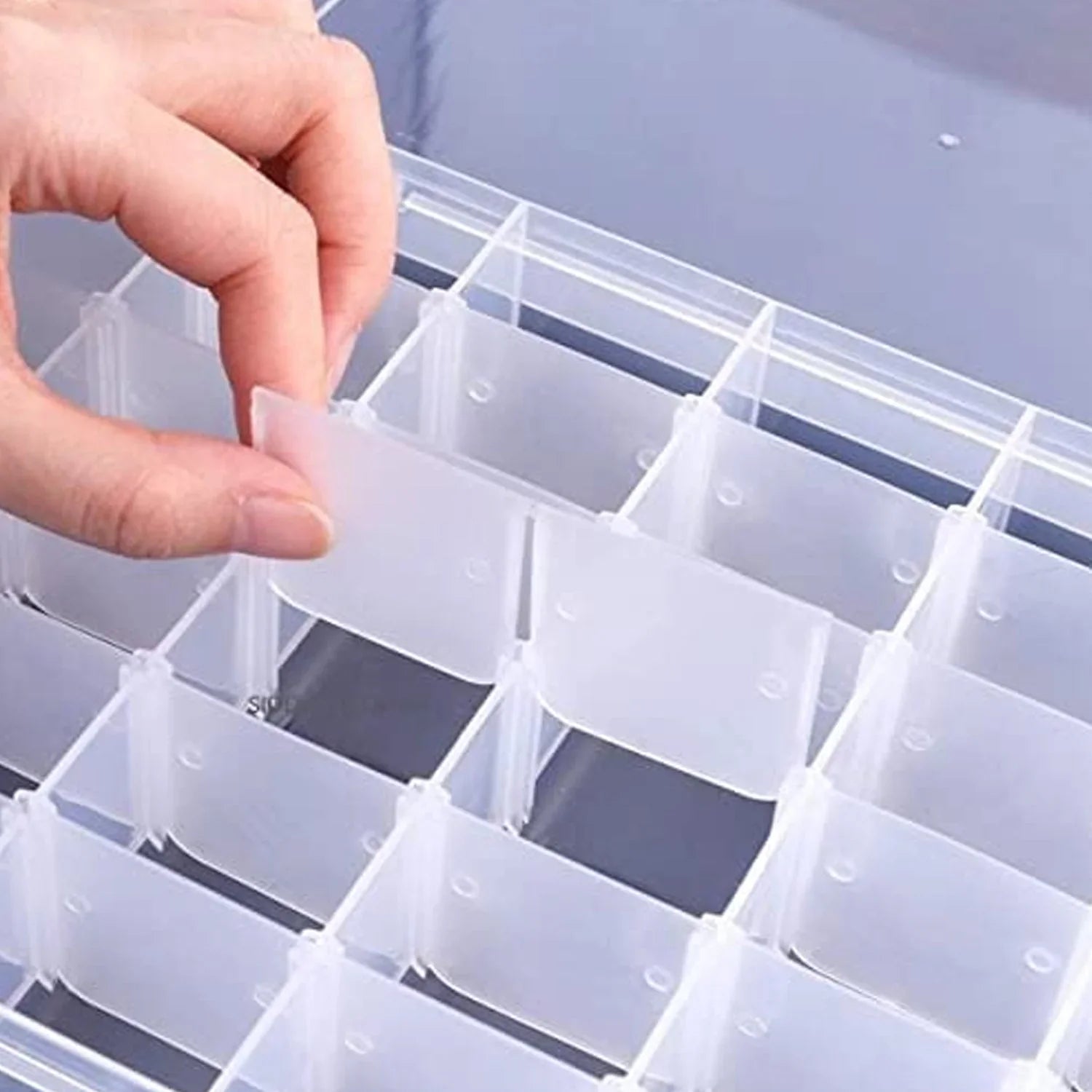 36 Grids Clear Plastic Organizer Jewelry Storage Box with Adjustable Dividers, Transparent Organizer Box (1pc) - Bhavnagar Deodap