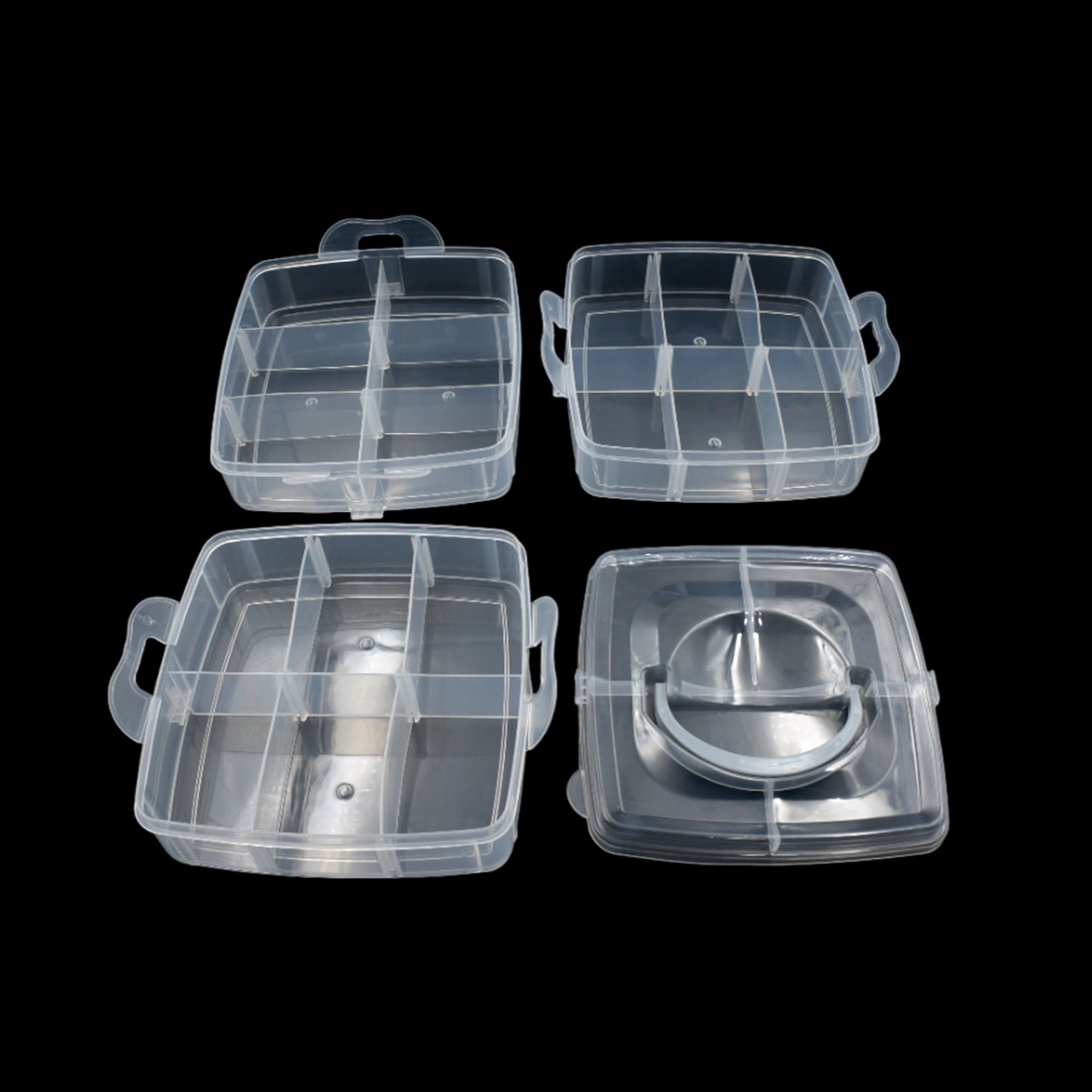 Versatile 18-Grid 3-Layer Transparent Plastic Organizer Box with Adjustable Dividers for Jewelry & Fishing Hooks - Bhavnagar Deodap