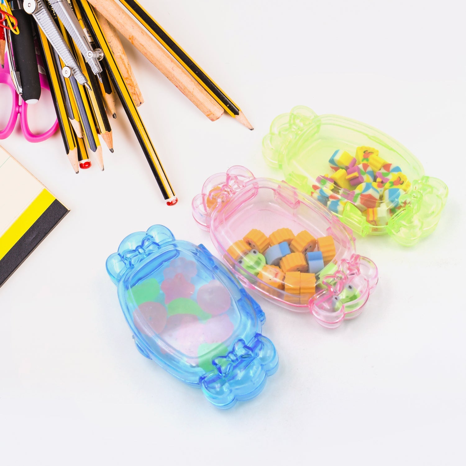 Cute School Eraser Set Cute Eraser Multi Design Rubber Erasers For Pencil Cleaning Stationery School Student Girl Kids (15 pc In1 Set) - Bhavnagar Deodap