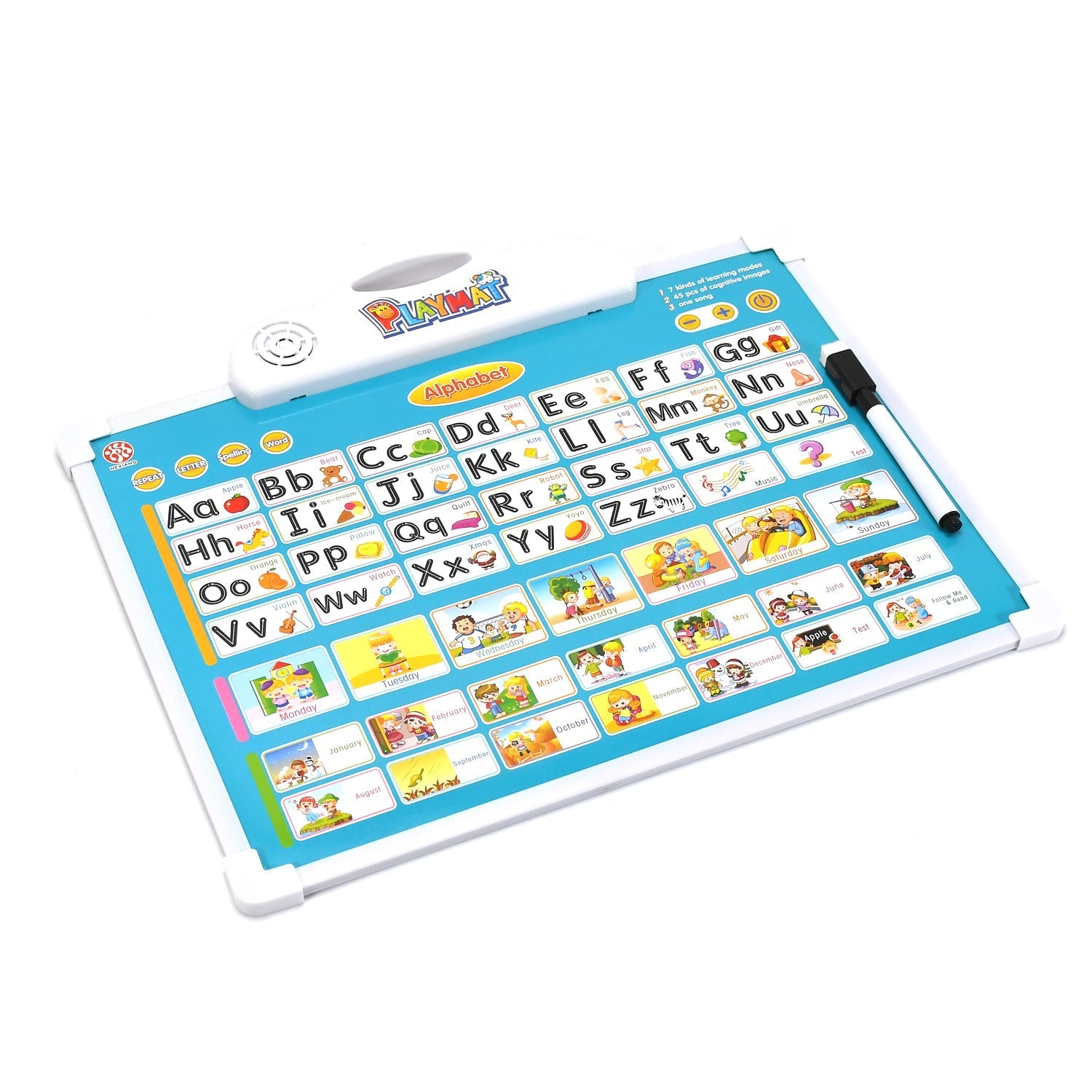 4602 Learning Board 2in1 - Educational PAD for Kids Musical Board for Alphabet ABC Learning Toy Play Mat & Drawing with One Doodle Pen 