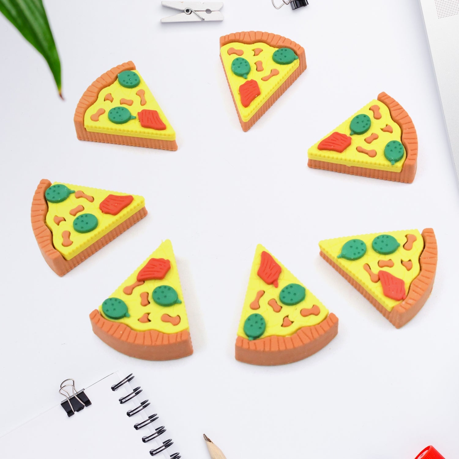 3D Pizza Slices Kids Favourite Food Eraser, Pizza 7 slice eraser for kids Adults fast food lover Stationary Kit Fancy & Stylish Colorful Erasers, for Return Gift, Birthday Party, School Prize - Bhavnagar Deodap