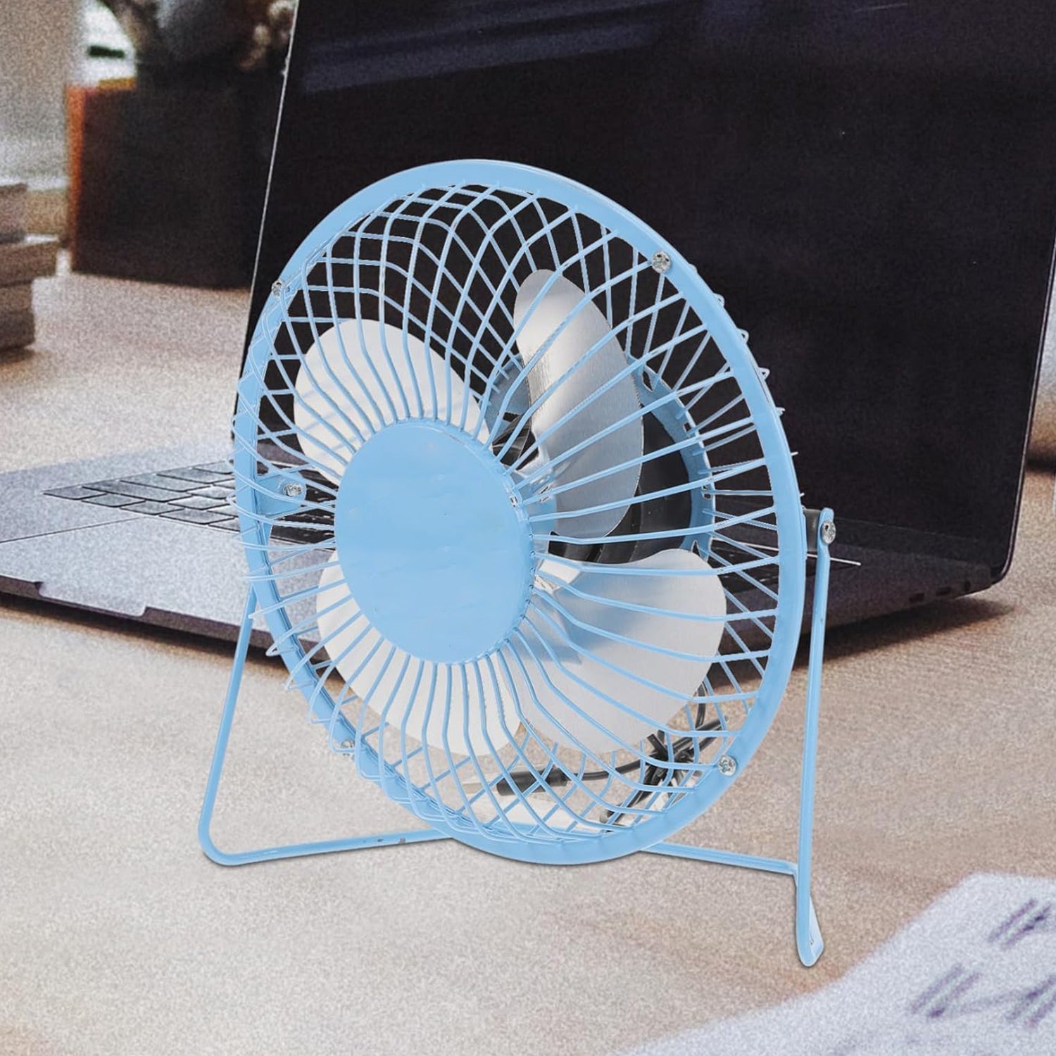 USB Table Desk Personal Metal Electronic Fan, Compatible with Computers, Laptops, Student Dormitory, Suitable For Office, School Use (1 Pc) - Bhavnagar Deodap