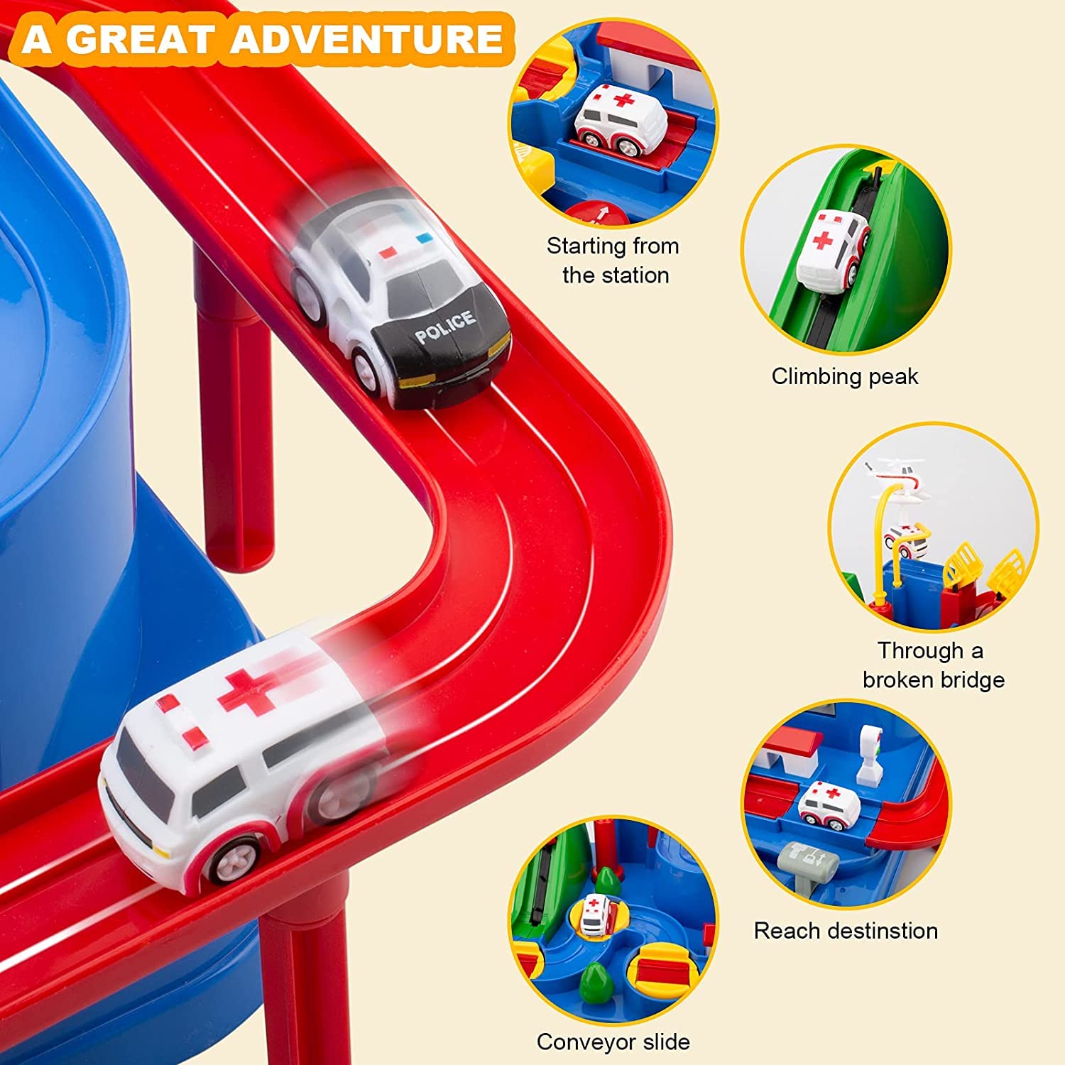 Car Adventure Toys, City Rescue Preschool Toy, Race Tracks for Boys, Parent-Child Interactive Kids Race Car Track Play sets (Adventure Toy) - Bhavnagar Deodap