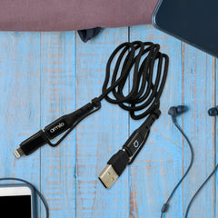 3 IN 1 Fast Charging Cable with Type C & iPhone Support, Compatible with all devices, Data Transmission, Unbreakable Braided, Tangle Free - Bhavnagar Deodap