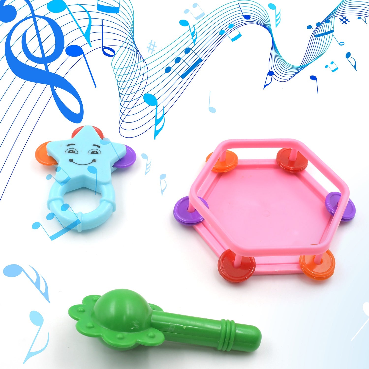 Musical Gallery Khanjari Musical Instrument Toy Baby Play Toy Fun Return Gift for Kids Birthday  (3 Pc Set) - Bhavnagar Deodap