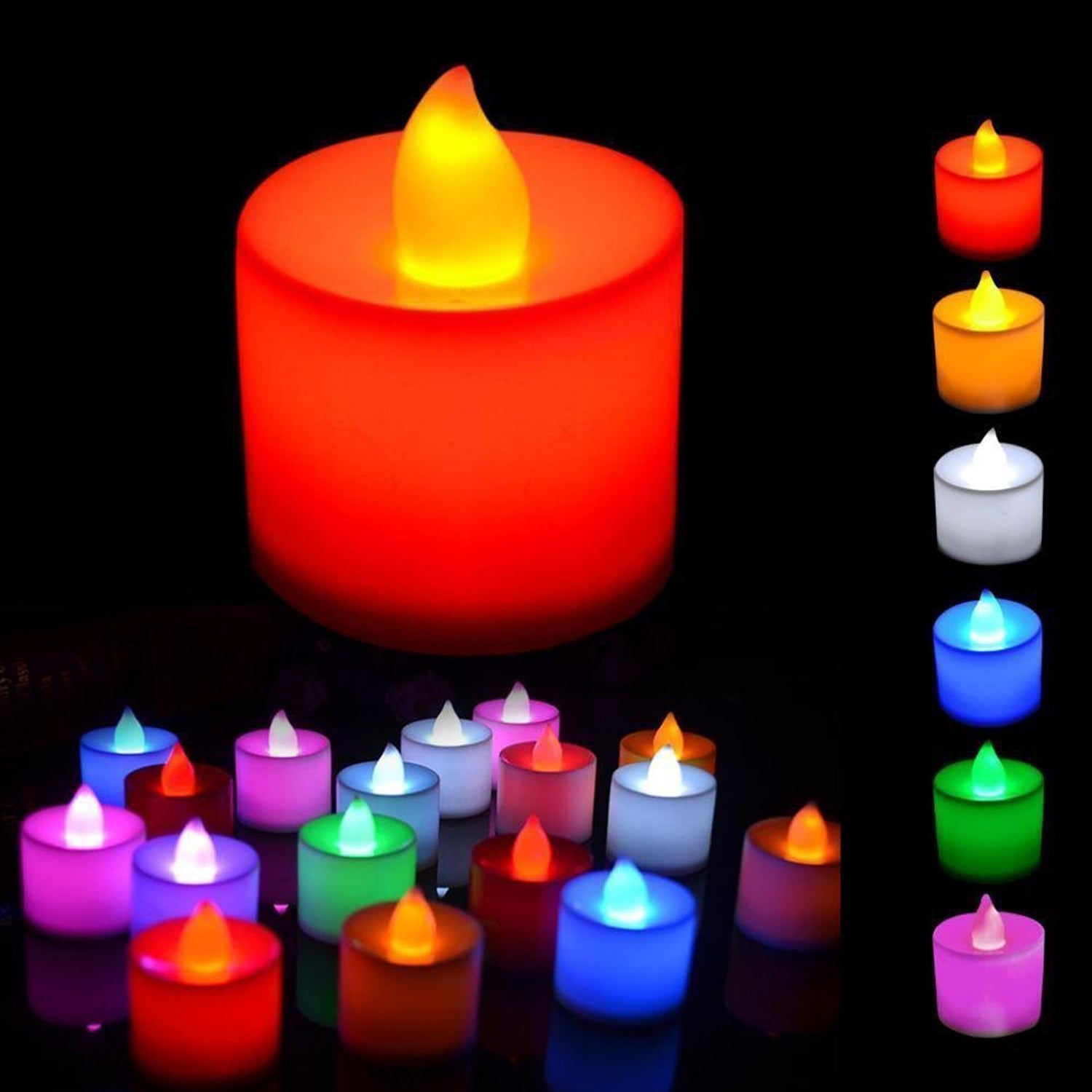 Multicolor LED Tealights Candles (24 Pack): Festive Decorations - Bhavnagar Deodap