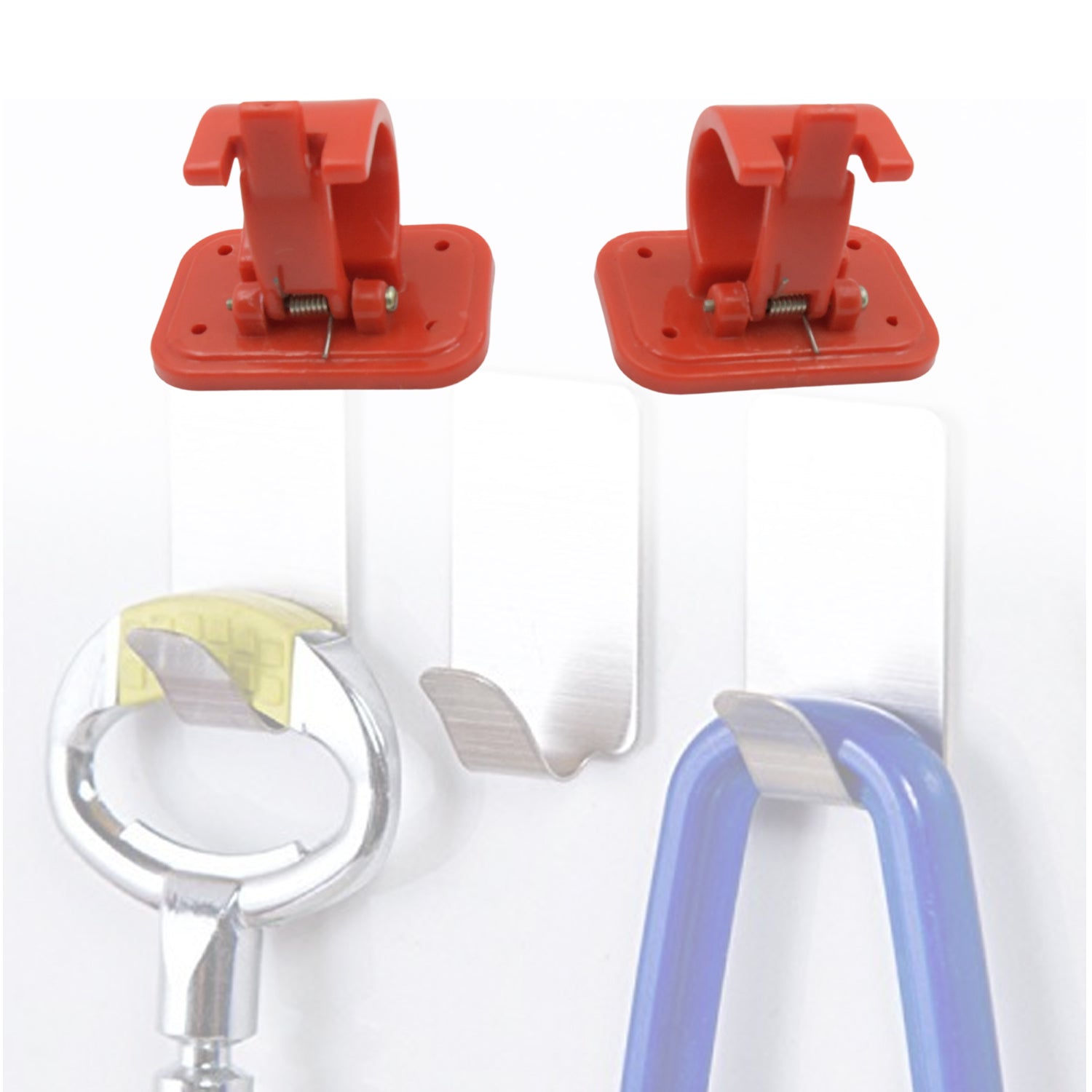 Drill-In Curtain Rod Brackets (2 Pc): Adjustable Hooks, Screws Included (Mix Color), Bathroom, Kitchen - Bhavnagar Deodap